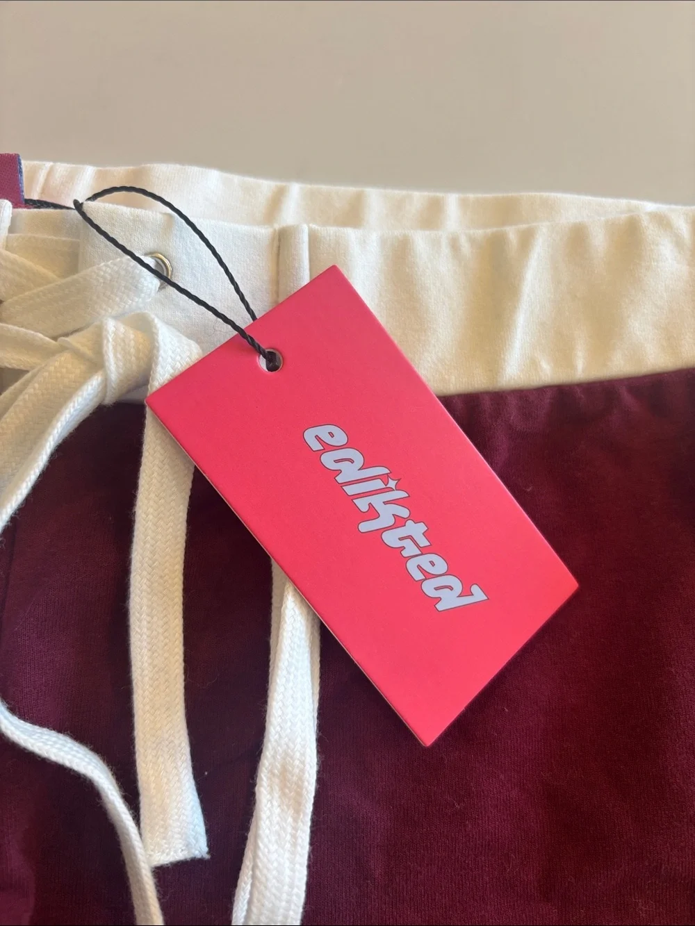 Edikted Maroon Athletic Lace-Up Trim Shorts